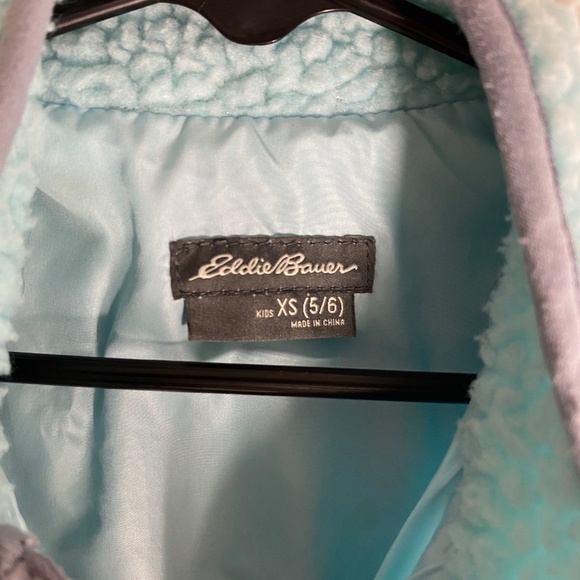 GIRLS EDDIE BAUER SHERPA ZIP UP AQUA BLUE SIZE XS 5/6 - Picture 4 of 4